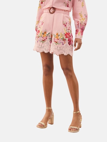 Loosefit Pantalon à pince love & roses en rose : devant