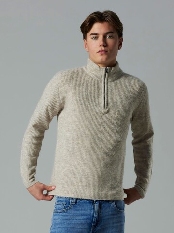 Pull-over LMTD en beige : devant