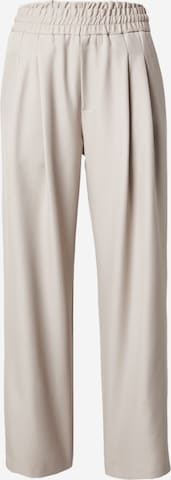 TOPSHOP Wide leg Pleat-front trousers in Grey: front