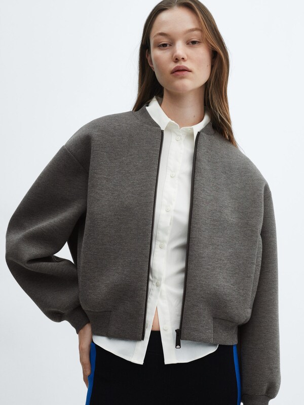 MANGO Between-Season Jacket 'Linkin' in Mottled Grey