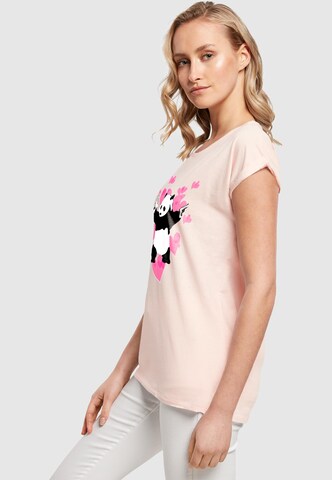 Merchcode Shirt 'Brandalised - Panda Guns With Hearts' in Pink