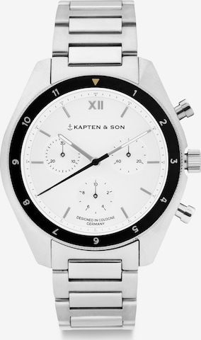 Kapten & Son - Relógios analógicos 'Rise Silver Steel' em prata: frente