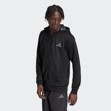 ADIDAS PERFORMANCE Sports sweat jacket 'Train Essentials Seasonal ' in Black