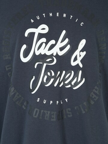 Jack & Jones Plus كنزة رياضية 'STAMP' بلون أزرق