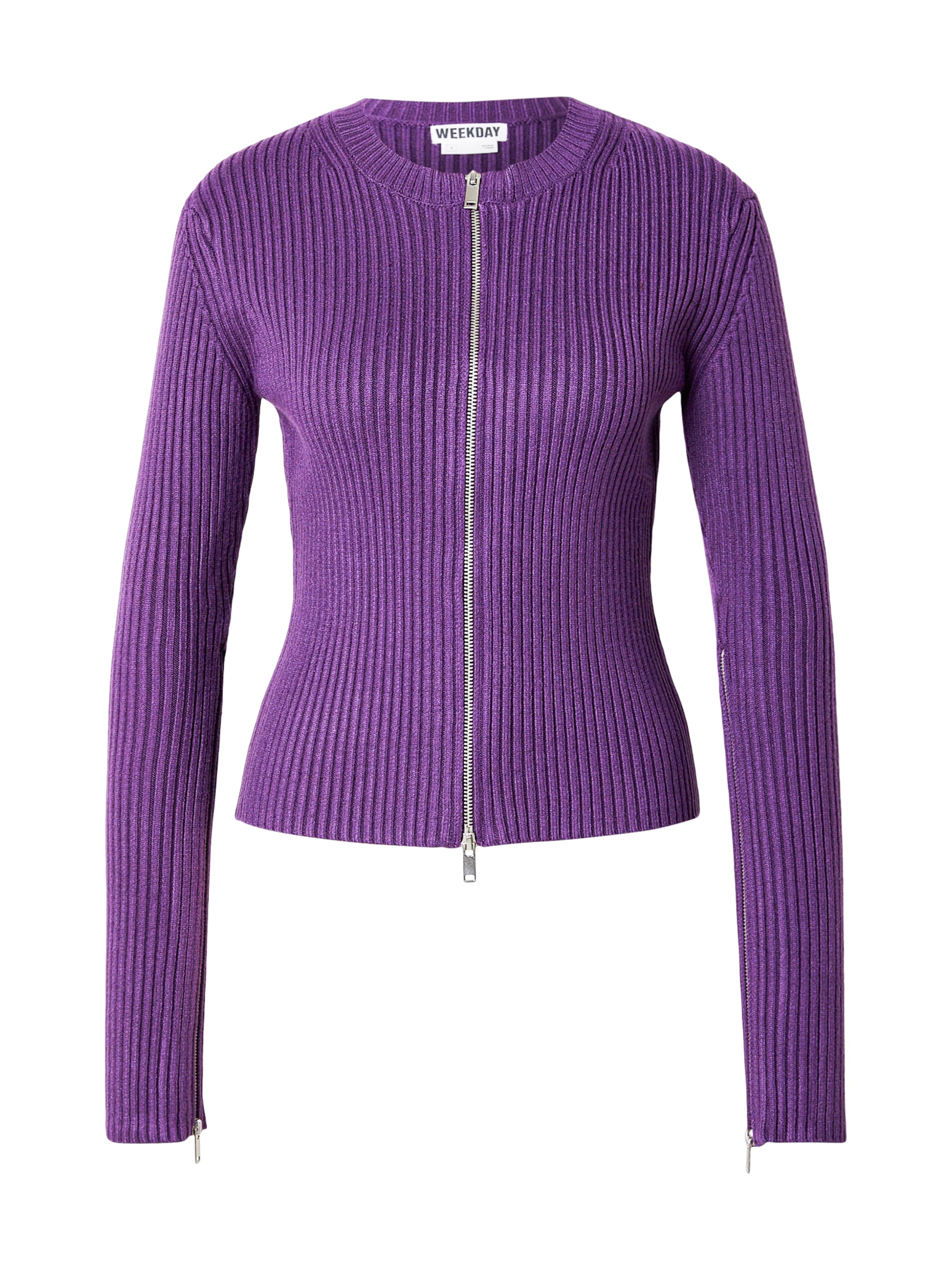 WEEKDAY Вязаная кофта 'Genie' в Лиловый: спереди