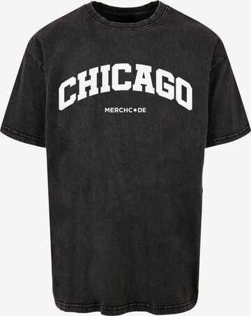 Merchcode Shirt 'Chicago Wording' in Zwart: voorkant