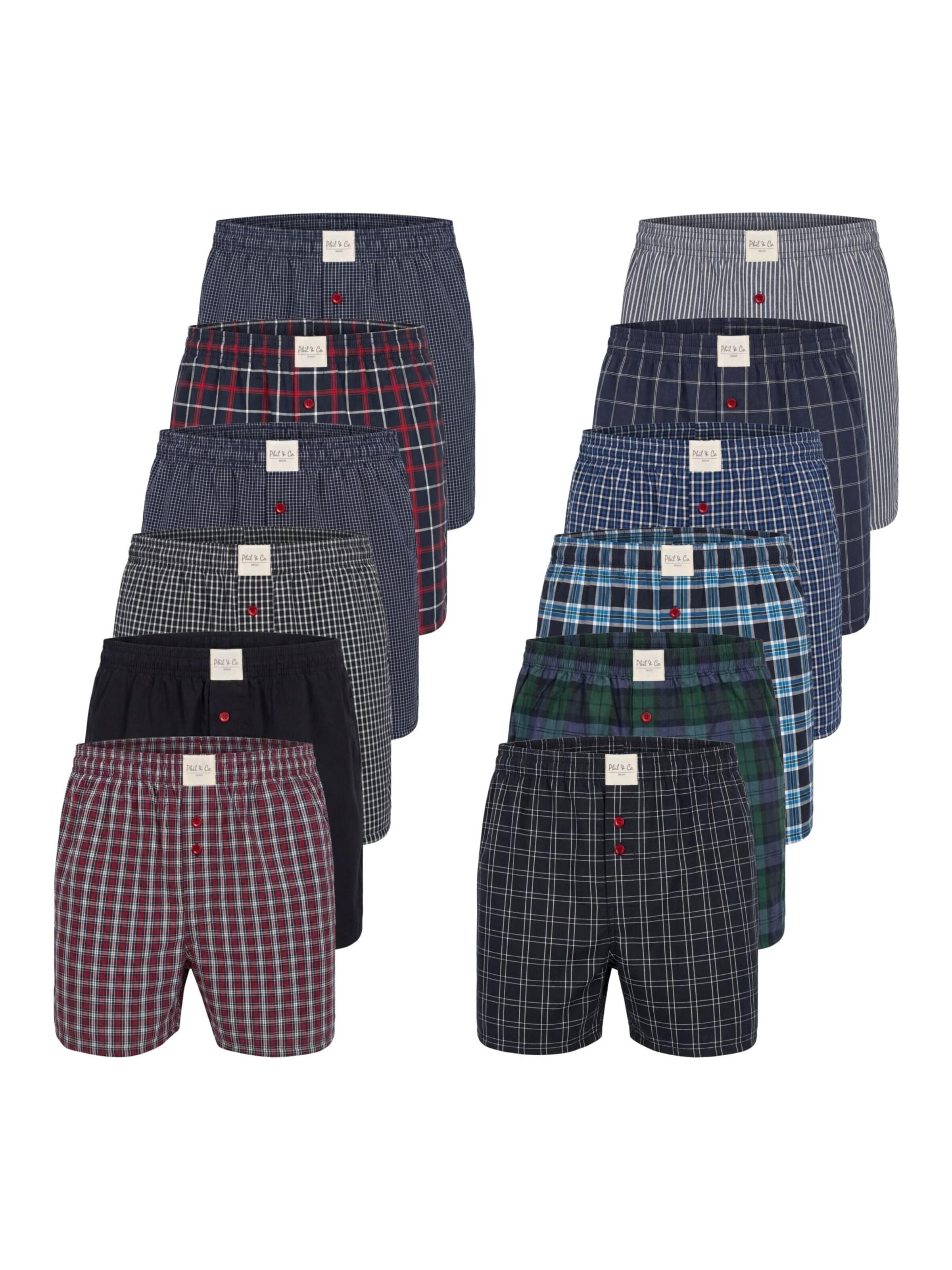 Phil & Co. Berlin Boxer shorts 'Phil & Co. Berlin Men's Woven Boxers 12 Pack – Loose Fit Boxer Shorts – 60% Cotton & 40% Polyester – Breathable, Wrinkle-Resistant & Easy Care' in XXL in Mixed colours, Item view