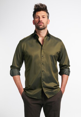 ETERNA Slim fit Overhemd in Groen: voorkant