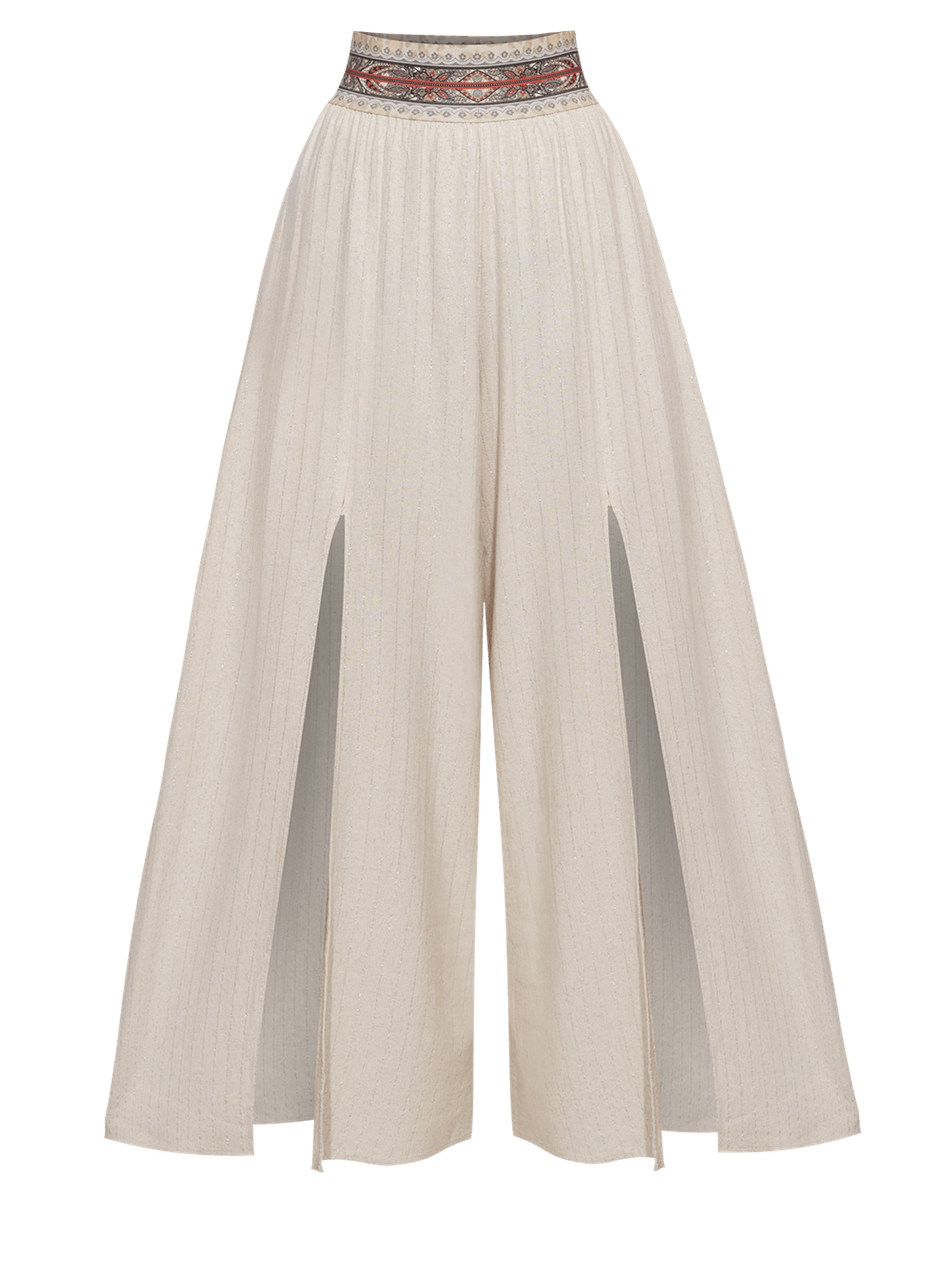 JIORO Wide leg Broek 'ESSENTIALS' in Beige: voorkant