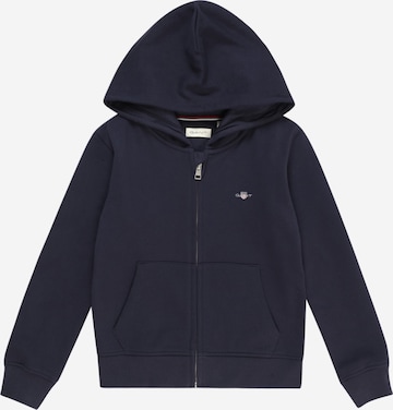 GANT Zip-Up Hoodie in Blue: front