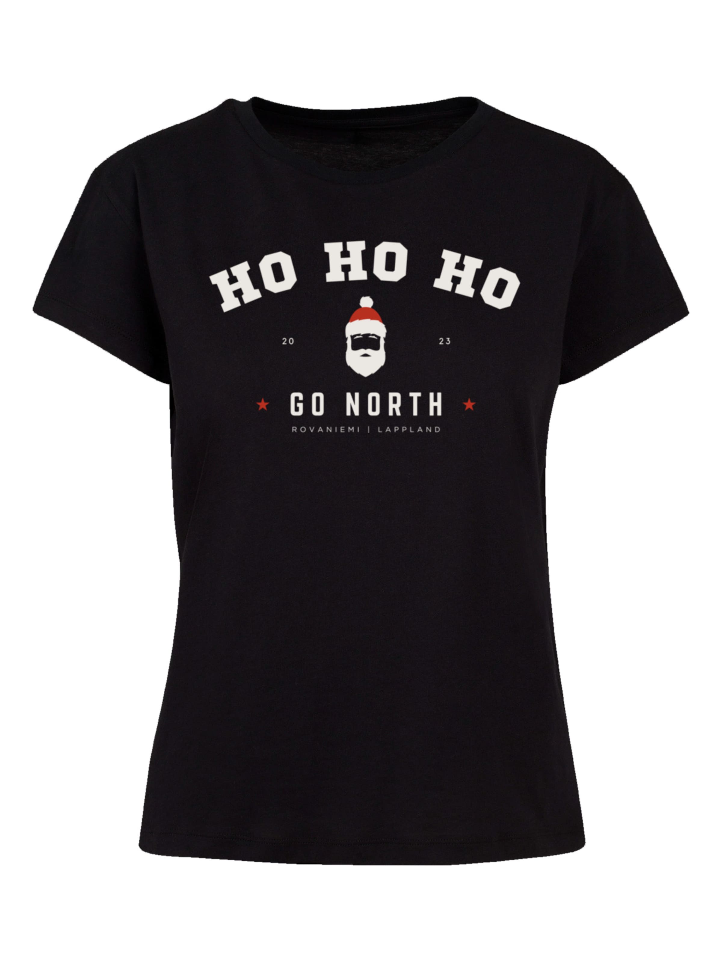 F4NT4STIC Shirt 'Ho Ho Ho Santa Claus Weihnachten' in Schwarz: Vorderseite