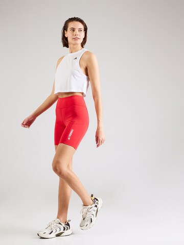 ADIDAS TERREX - Skinny Pantalón deportivo en rojo