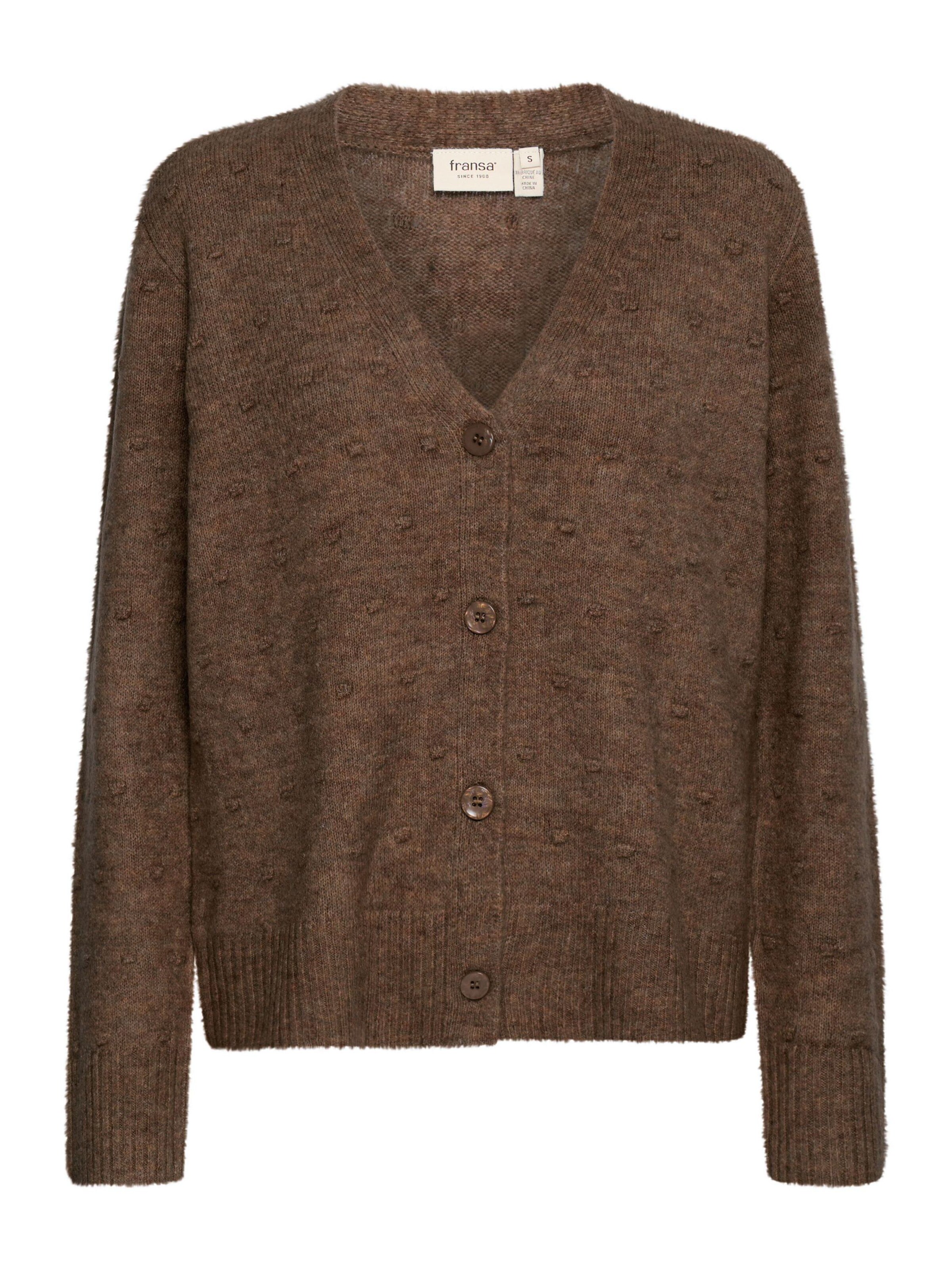 Fransa - Casaco de malha 'FRELISE CAR 1' em castanho: frente