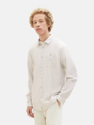 TOM TAILOR DENIM Regular fit Button Up Shirt in White: front