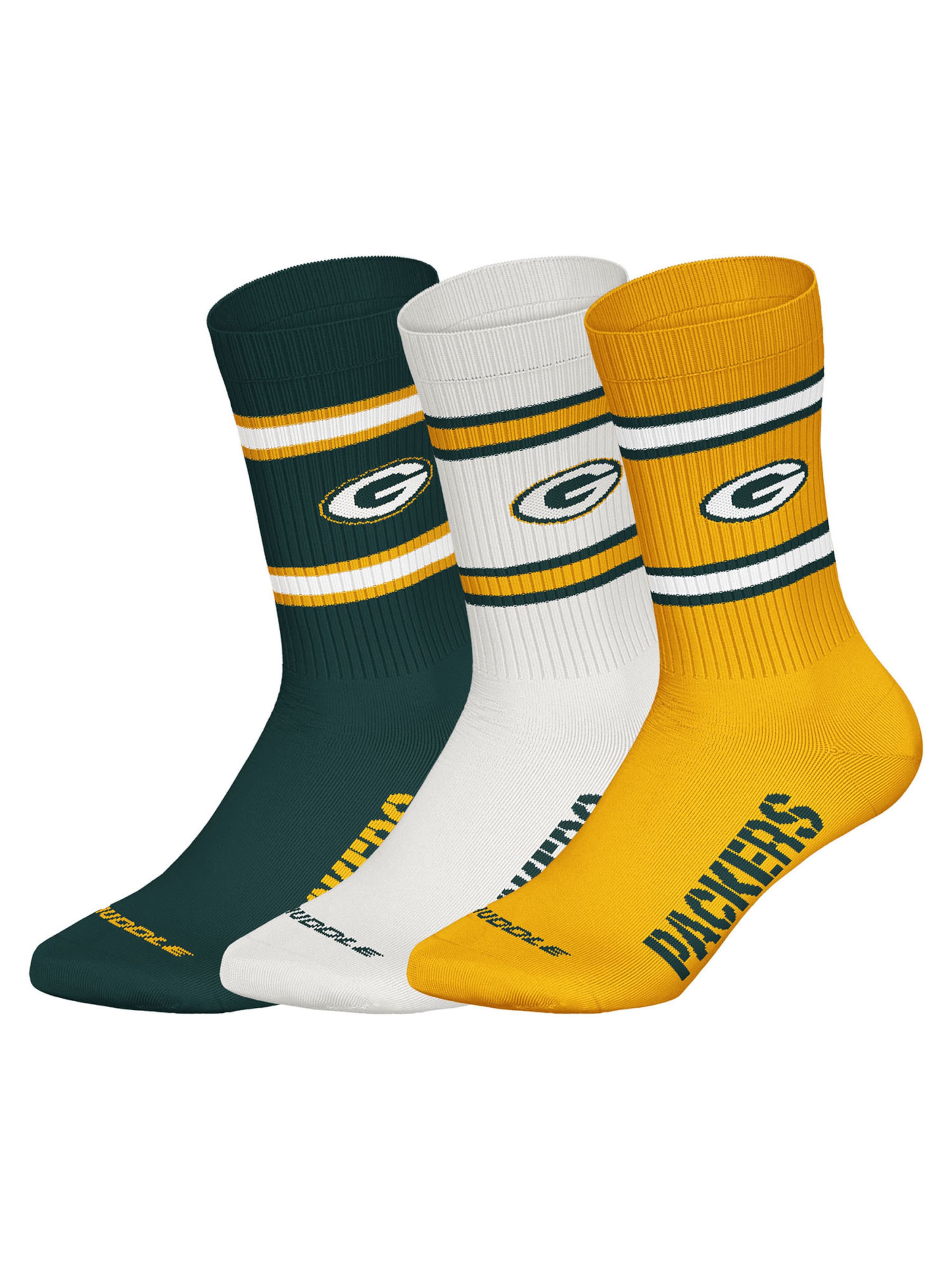 Huddle Freizeitsocken ' NFL Green Bay Packers Crew ' in Gelb: Vorderseite