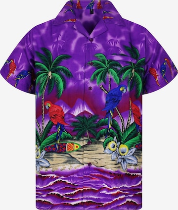 King Kameha T-shirt 'Parrot' i lila: framsida