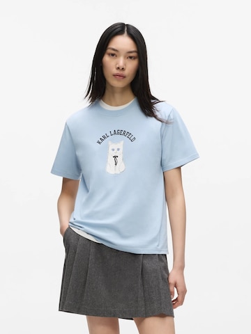 Tricou 'Choupette-Skizze' de la Karl Lagerfeld pe albastru: față