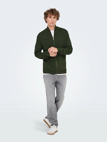 Only & Sons Knit cardigan 'ONSMalik' in Green