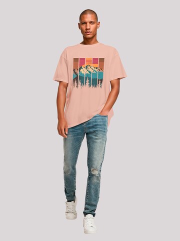 F4NT4STIC Shirt 'Berg Sonnenuntergang Retro' in Oranje