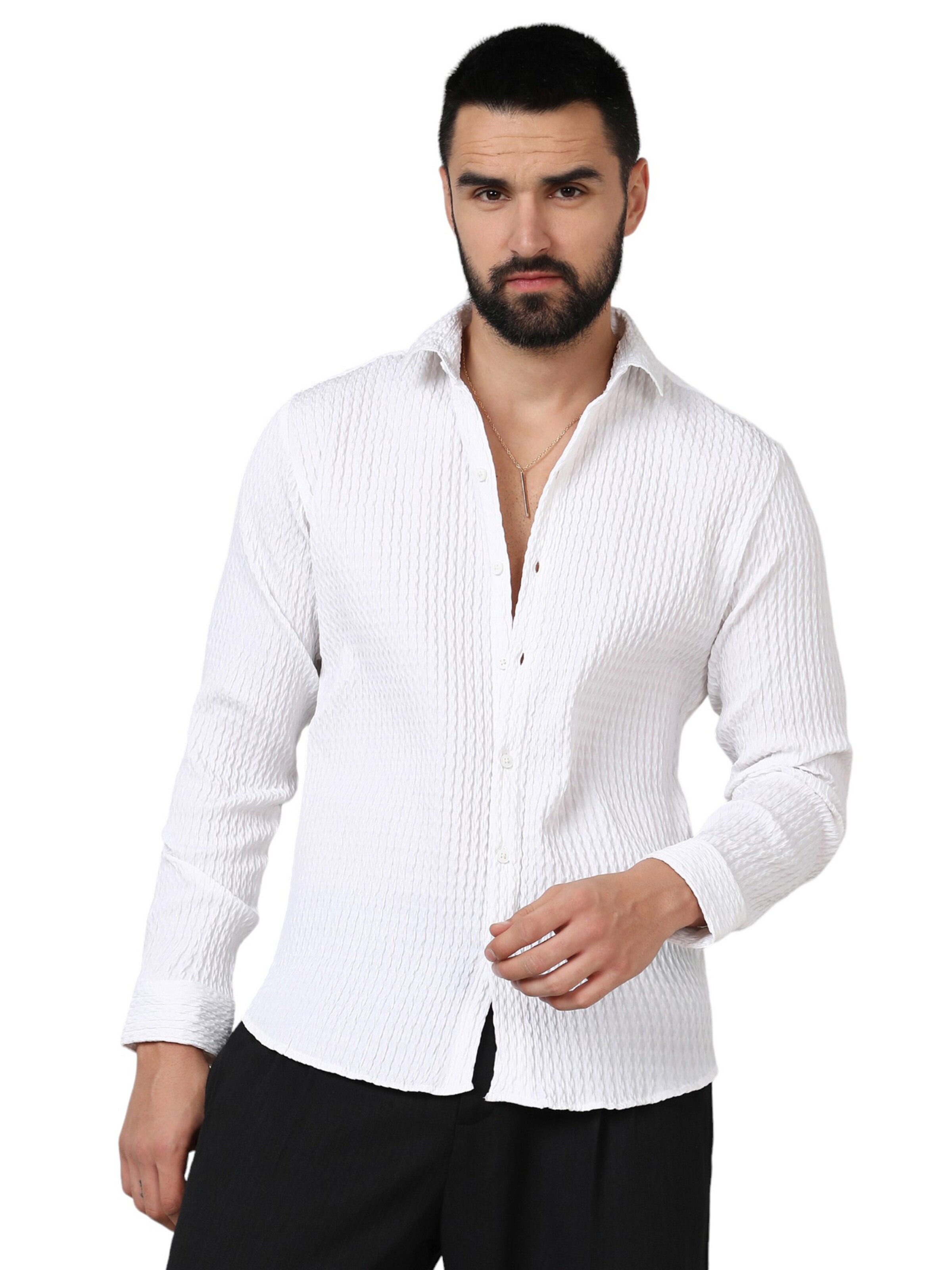 Campus Sutra Klasický střih Košile 'Hugo' – bílá: přední strana