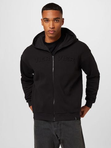 VIERVIER Zip-Up Hoodie 'Mieke' in Black: front