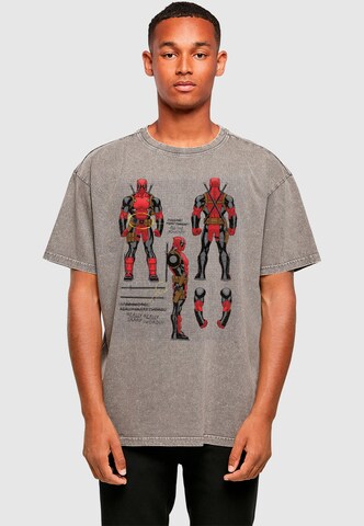 T-Shirt 'Deadpool - Action Figure Plans' ABSOLUTE CULT en gris : devant