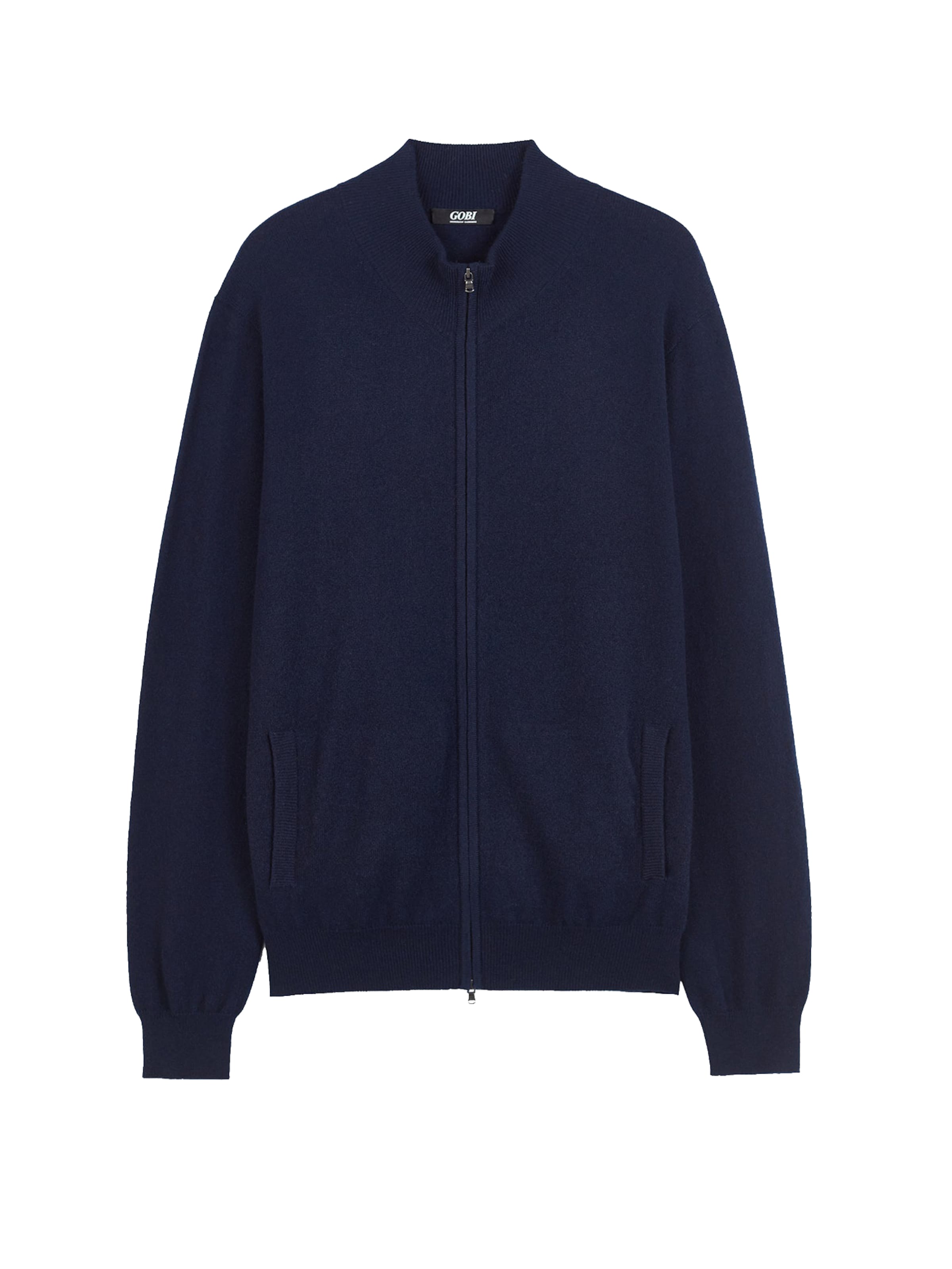 GOBI Cashmere Knit Cardigan 'Men's Essential Full-Zip Cashmere Cardigan' in Blue: front