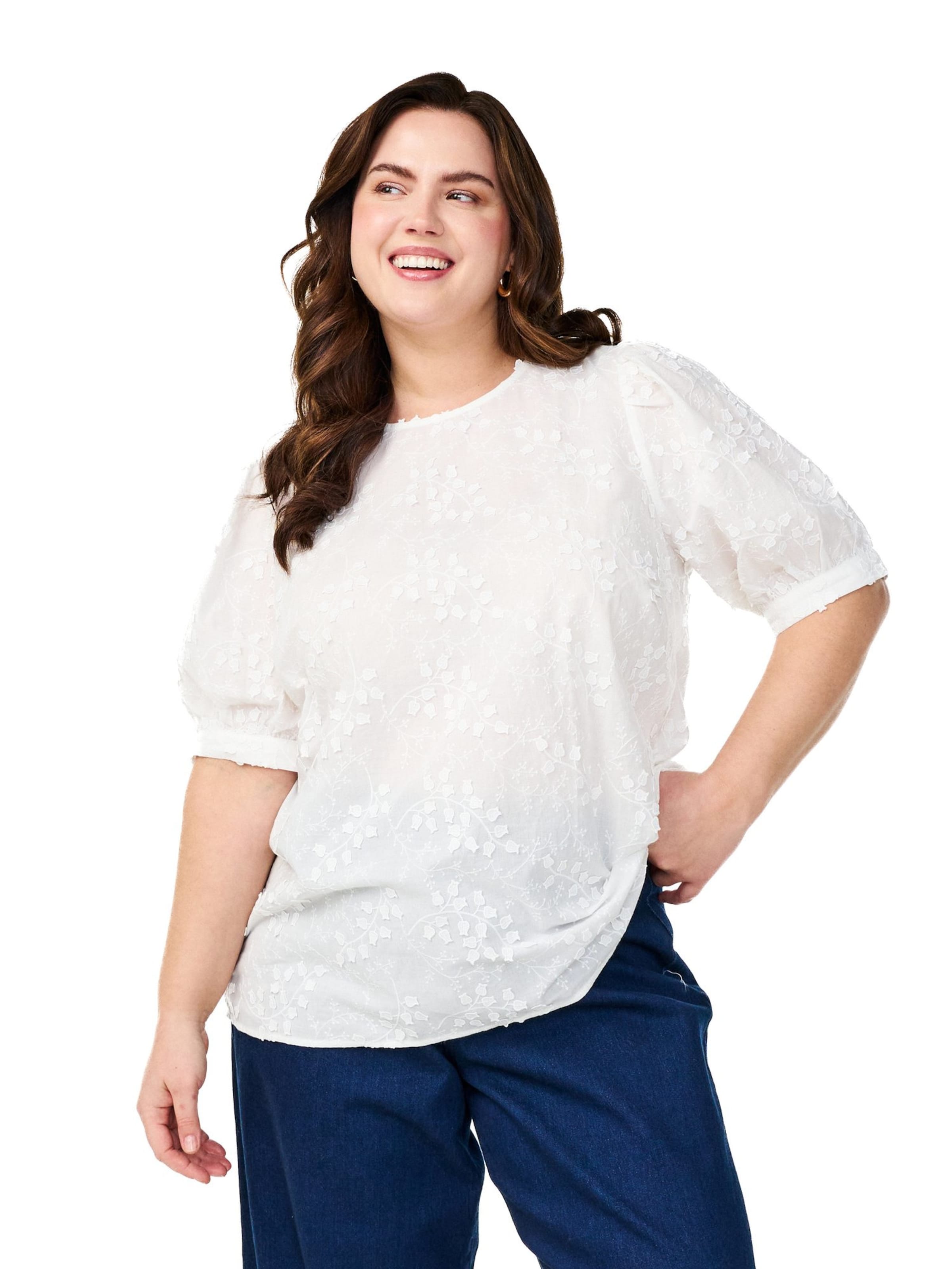 Camicia da donna 'MRicca' di Zizzi in bianco: frontale