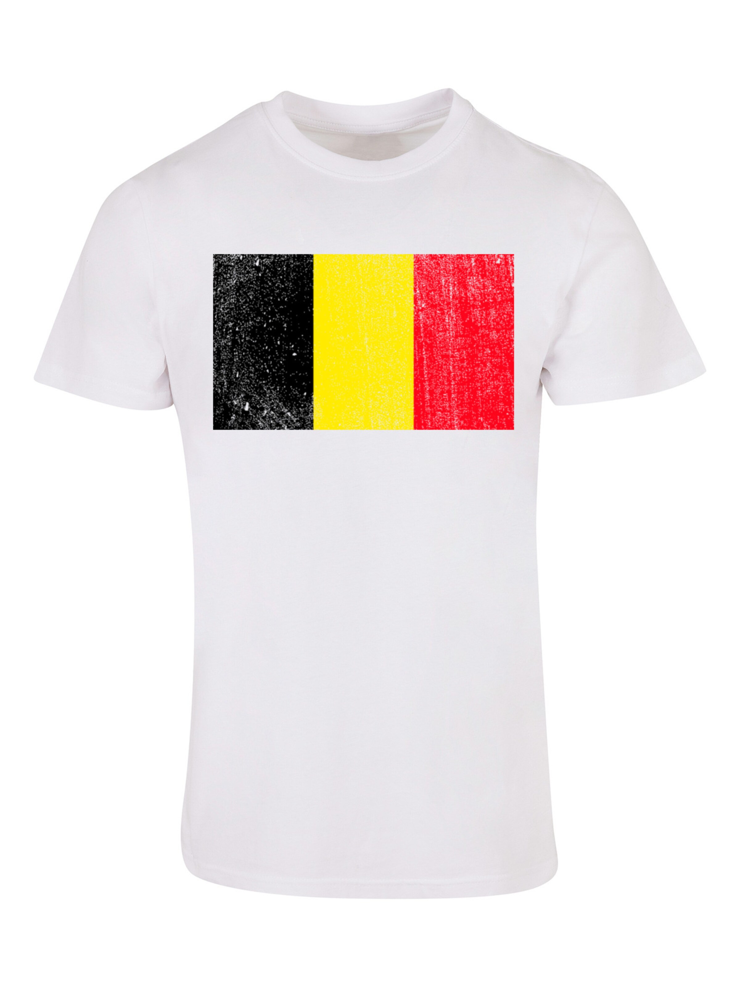 T-Shirt 'Belgien Flagge Belgium' F4NT4STIC en blanc : devant