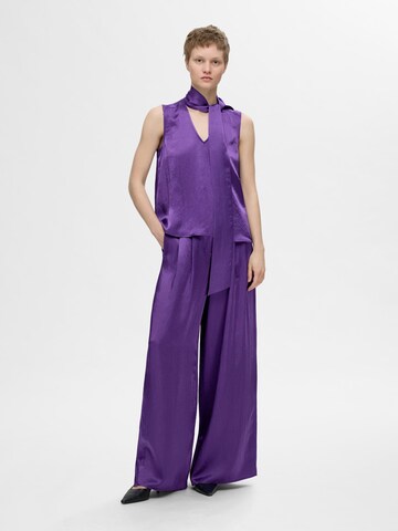 SELECTED FEMME Wide leg Bandplooibroek in Lila