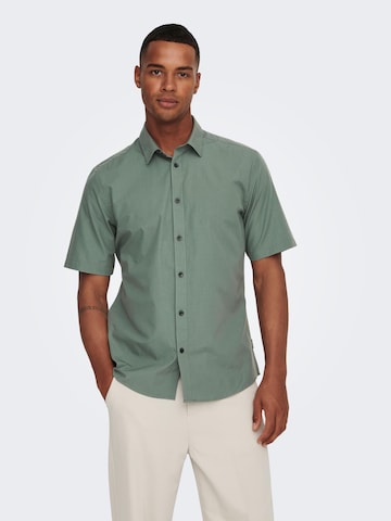Only & Sons Regular fit Button Up Shirt 'Sane' in Green: front