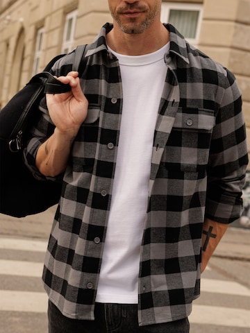 DAN FOX APPAREL Regular fit Πουκάμισο 'Efe' σε γκρι