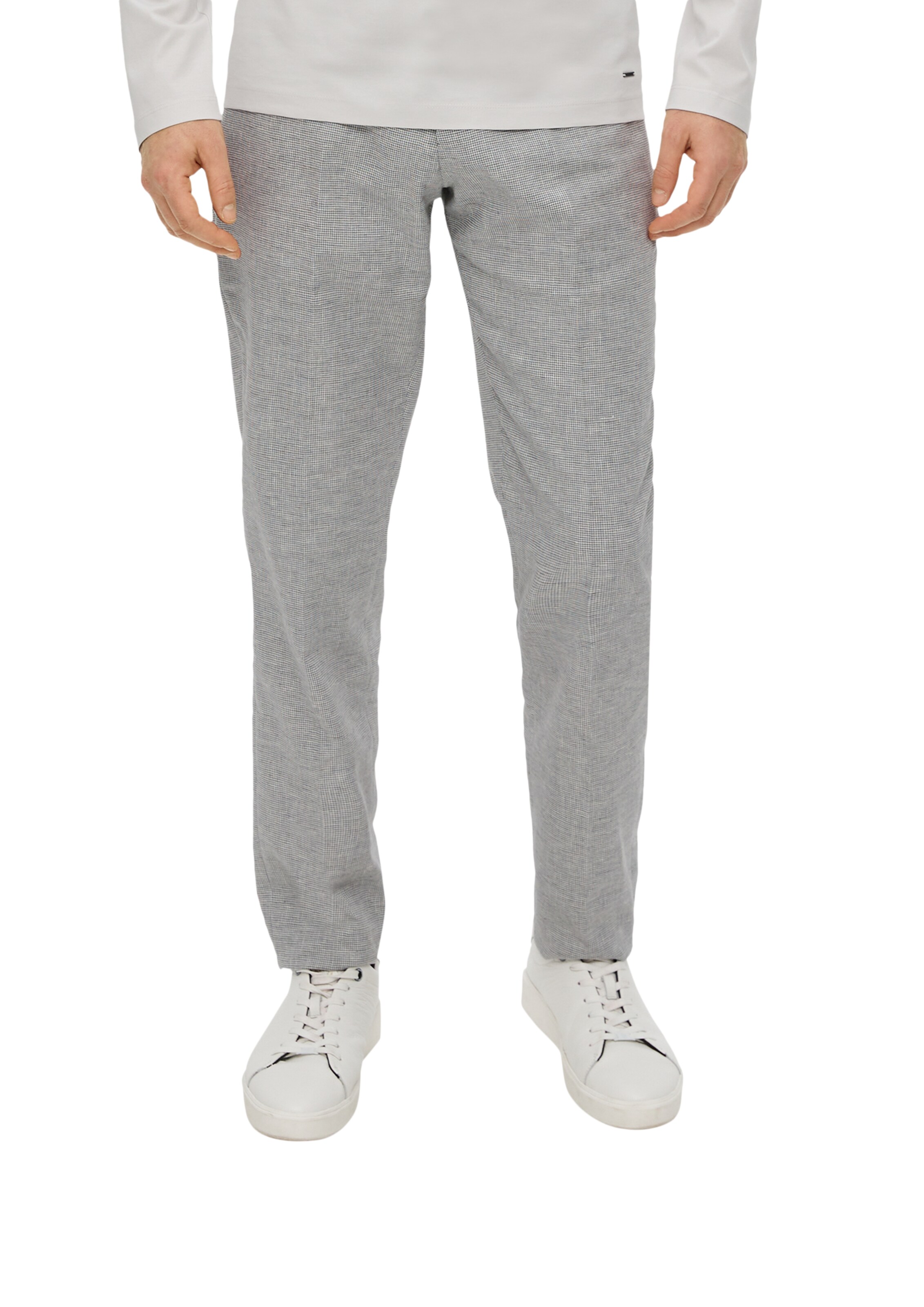 s.Oliver BLACK LABEL Úzky strih Nohavice s pukmi - Sivá: predná strana