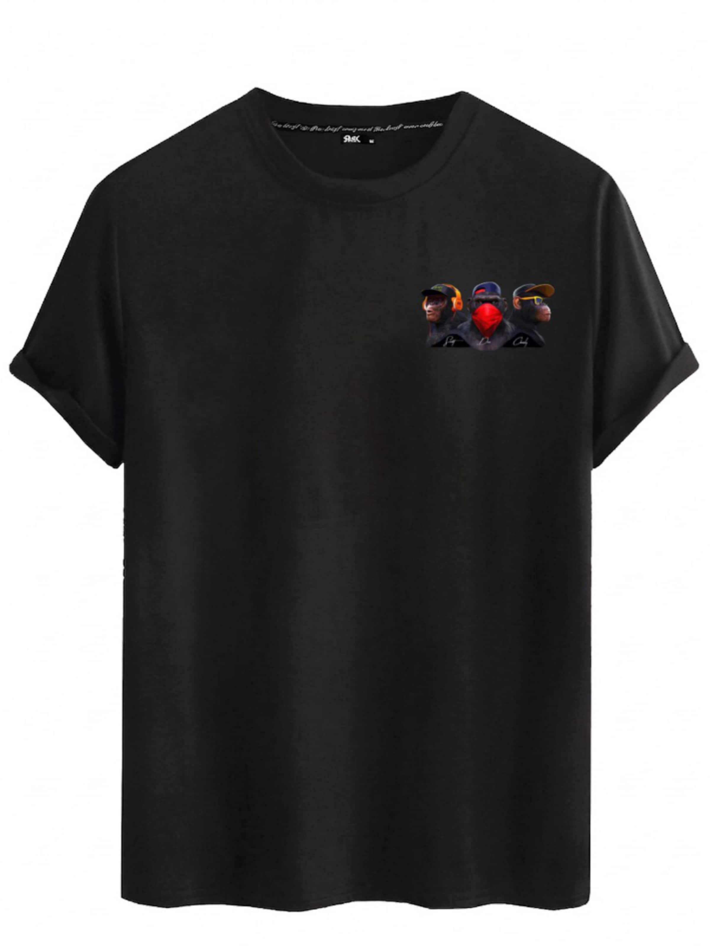 RMK Shirt 'kurzarm Affe'‌‌ in Schwarz: Vorderseite