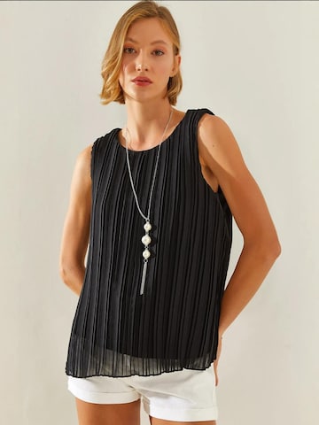 Bianco Lucci Blouse in Zwart: voorkant