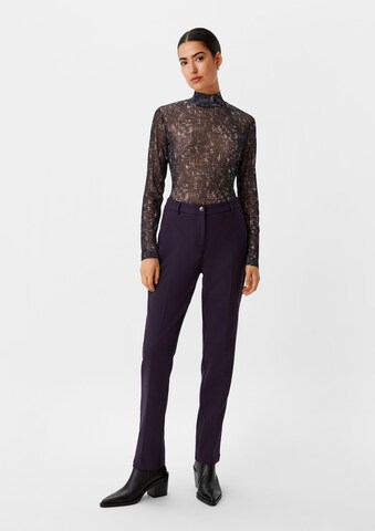 comma casual identity Regular Trousers with creases in Black: front
