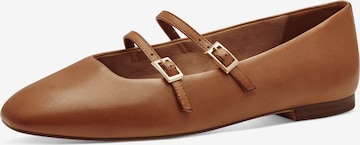 Tamaris Балерина с каишка в кафяво: отпред