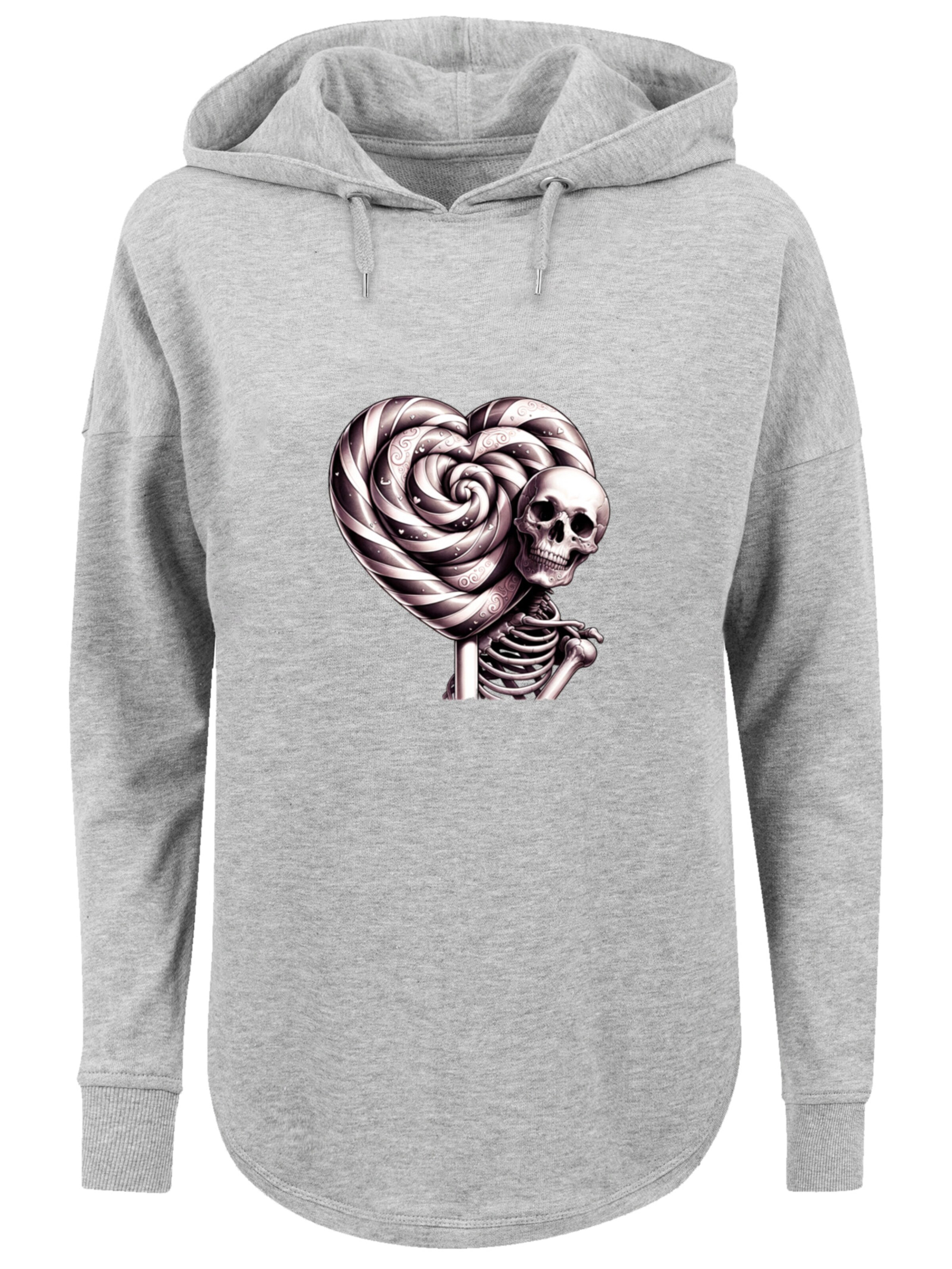 F4NT4STIC Sweatshirt 'Süße Süßigkeiten Herzform Liebe' in Grijs: voorkant