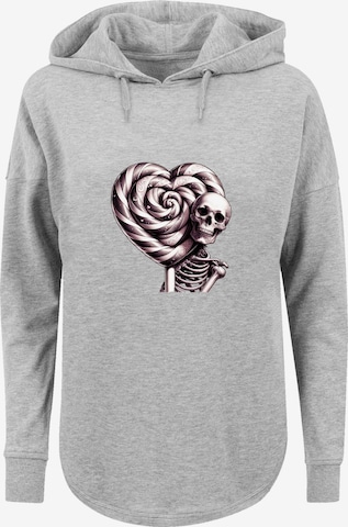 F4NT4STIC Sweatshirt 'Süße Süßigkeiten Herzform Liebe' in Grijs: voorkant