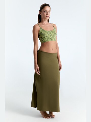 Leela COTTON Skirt 'Damen Bio-Baumwoll-Maxirock mit Schlitzen' in Green