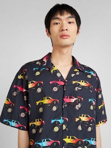 HUGO Red Comfort fit Button Up Shirt 'Egeeno' in Black