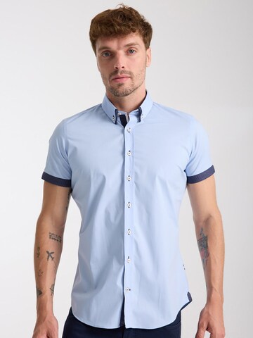 Slim fit Camicia business 'Roma' di 7Camicie in blu: frontale
