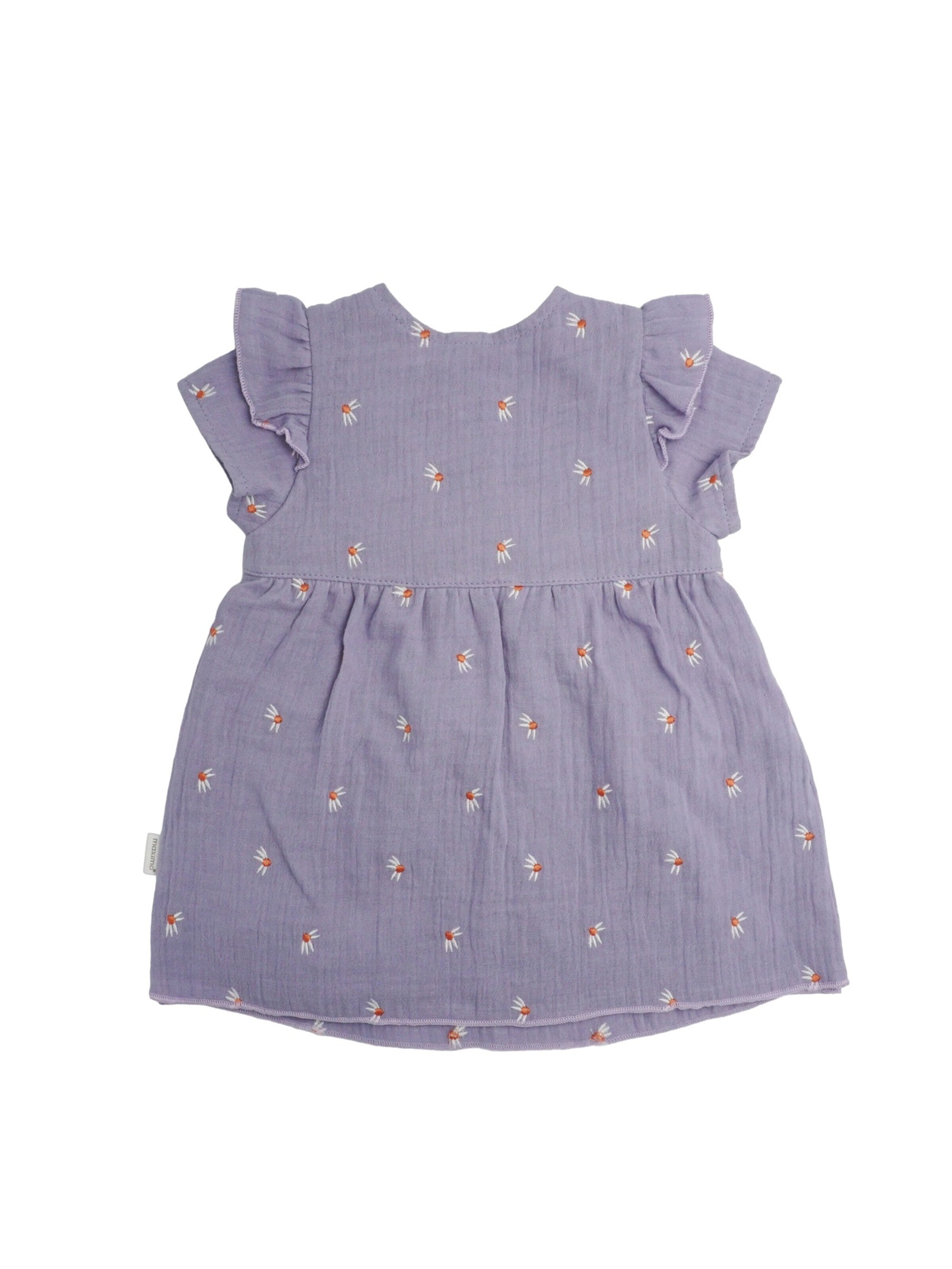 MAXIMO Dress 'GOTS BABY GIRL-Kleid, Kurzarm Musselinstoff bestickt, Futter' in Purple