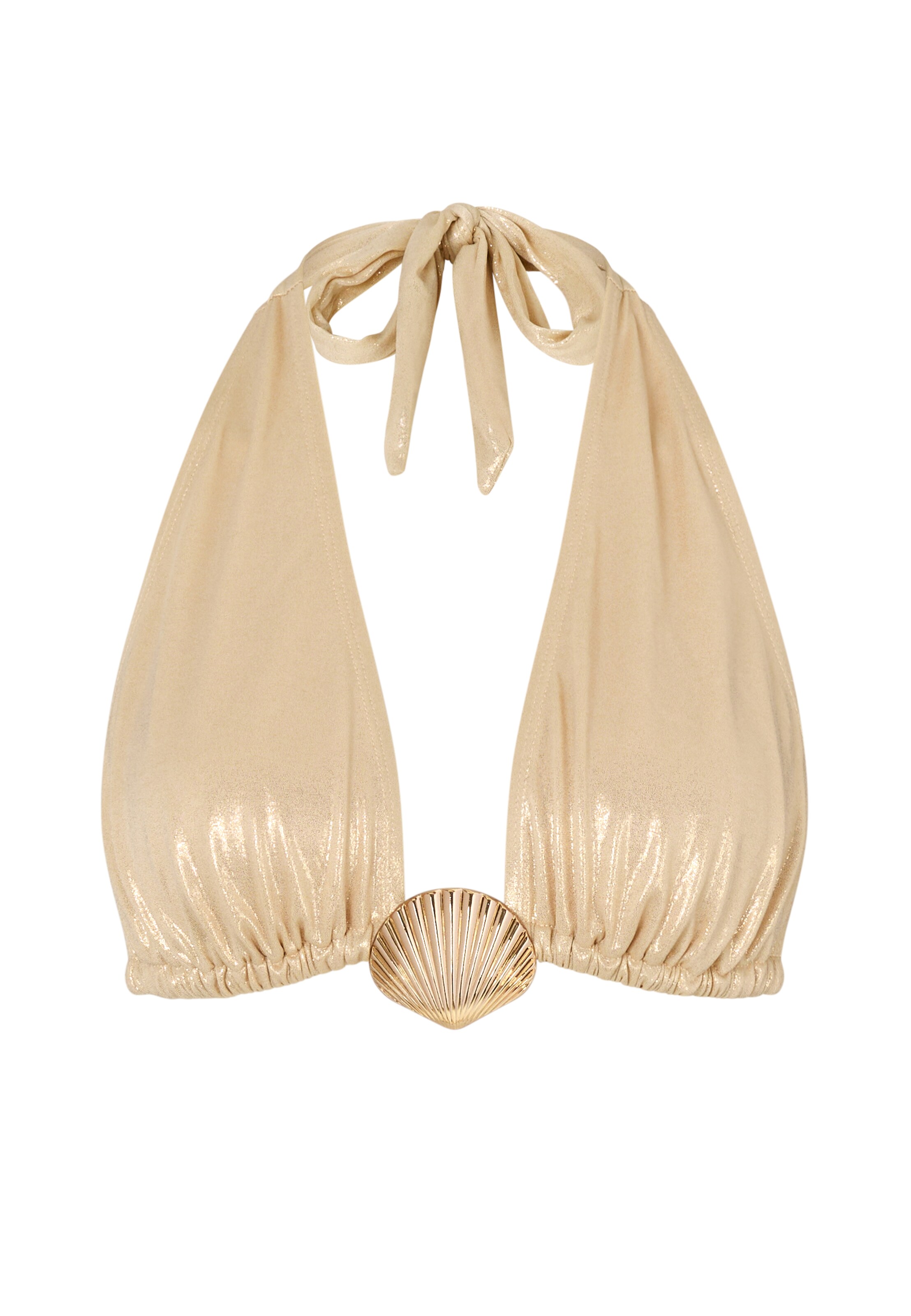 Moda Minx Triangel Bikinitop 'Scallop Shell' in Beige: Vorderseite