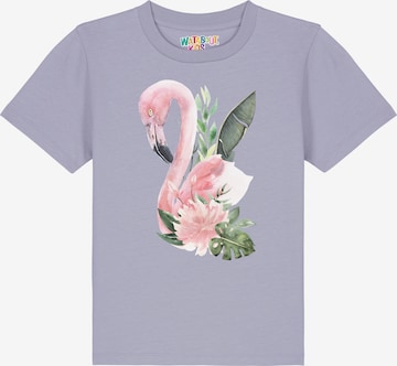 watabout.kids T-Shirt 'Flamingo Mit Blumen' in Lila: Vorderseite