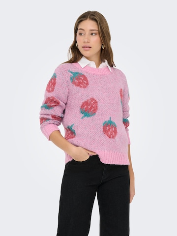 ONLY Свитер 'ONLEVA' в Ярко-розовый: спереди