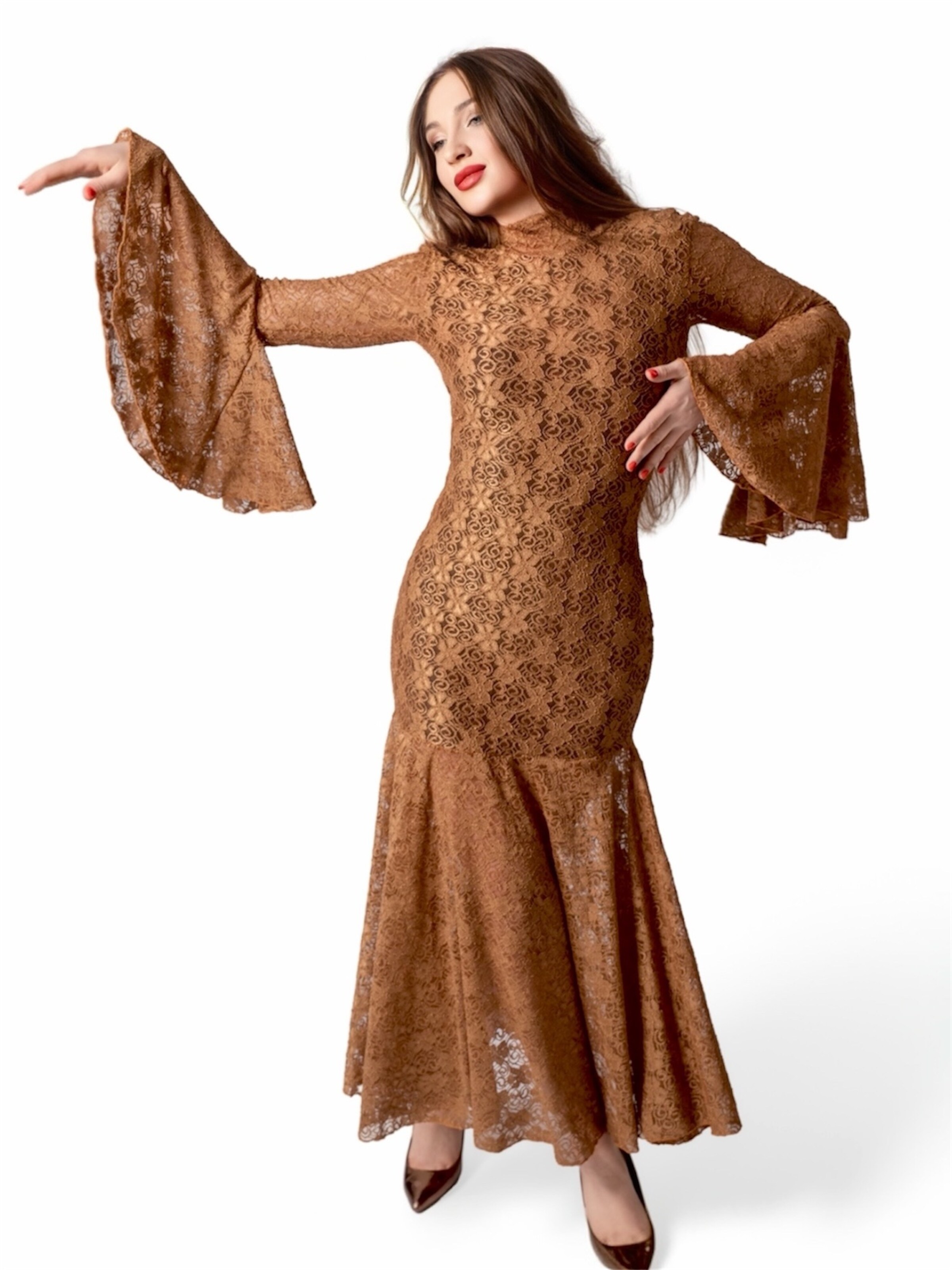 Elena Athanasiadou Avondjurk 'Lune de Soir' in Bruin