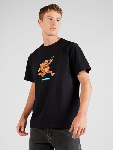 Cleptomanicx T-Shirt 'Tiger Limbs' in Schwarz: Vorderseite