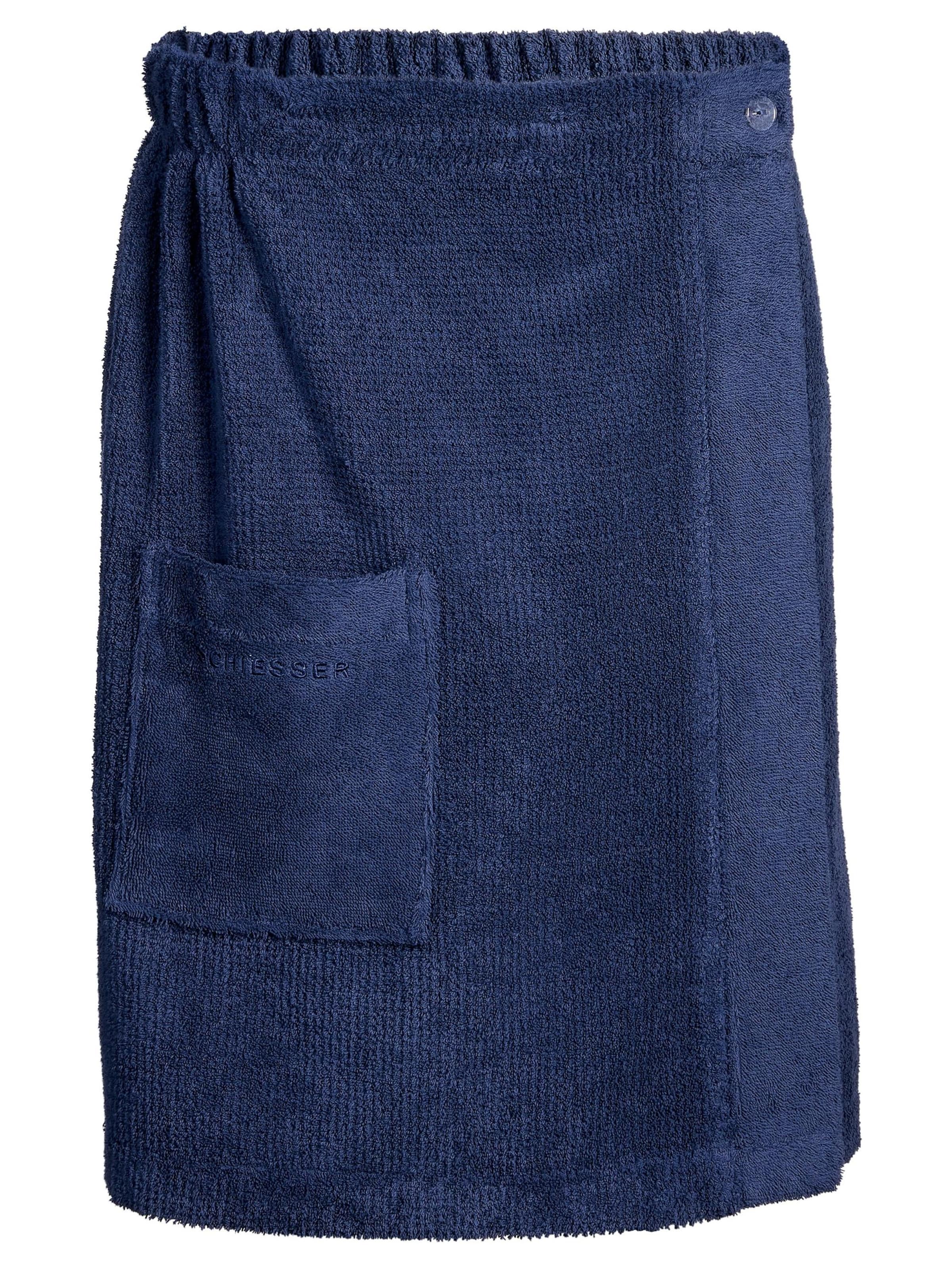 SCHIESSER Short Bathrobe in Blue: front