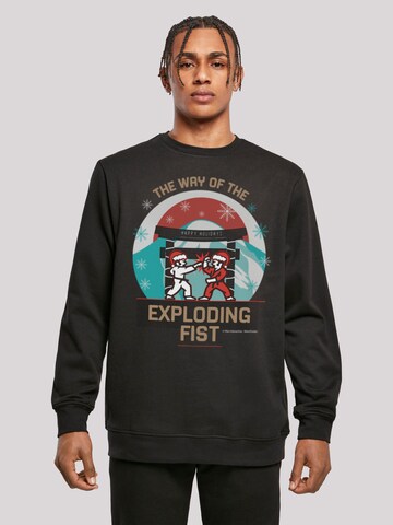 F4NT4STIC Sweatshirt 'Retro Gaming Way of the Exploding Fist Christmas Design' in Black: front